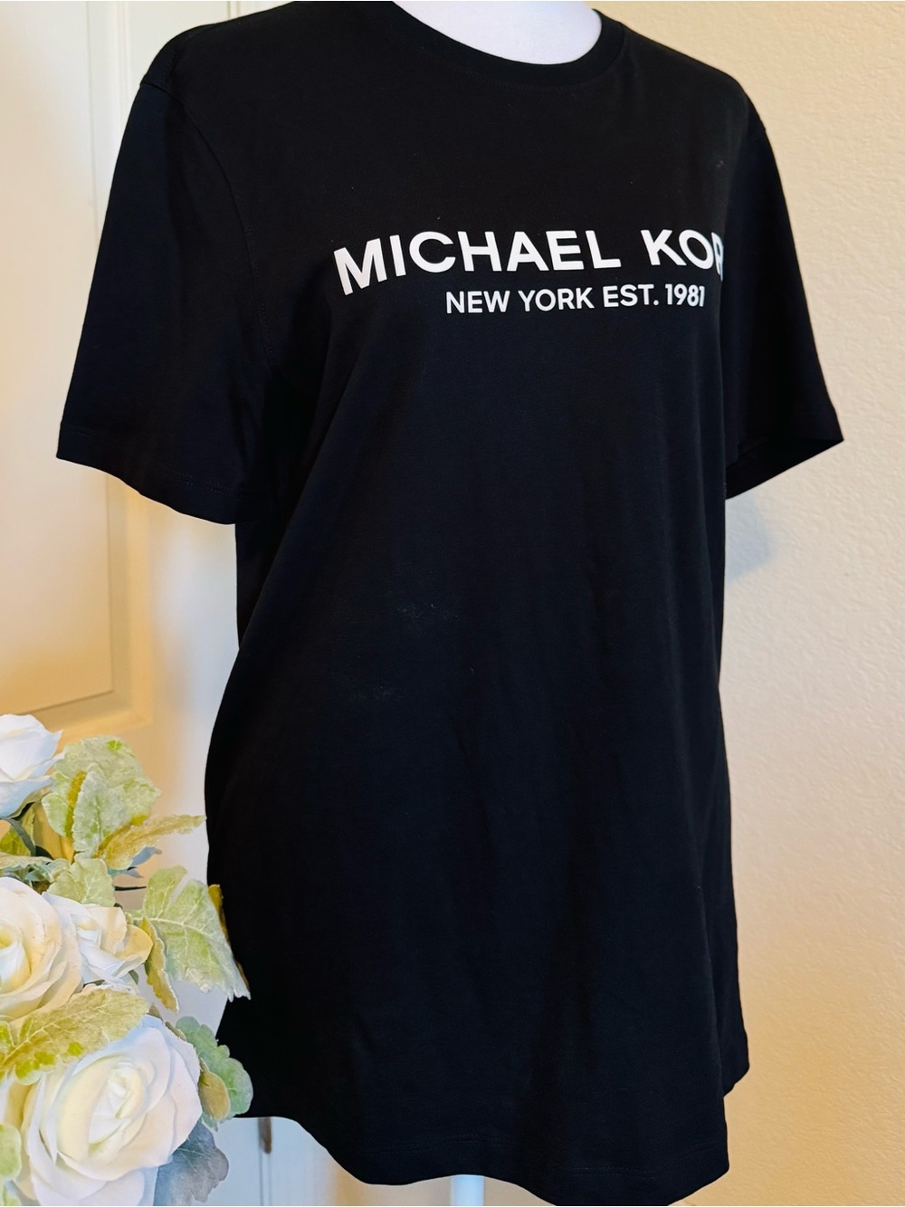 Michael Kors Black Tee with White Logo Text